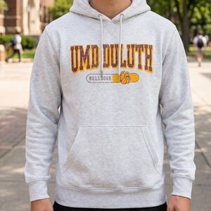 Rivalry Threads UMD Duluth Bulldogs Hoodie Gray Heather Pullover Champ Mascot